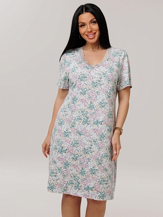 Женская сорочка Сор-24(Вис) / Бирюзовый (цветы)