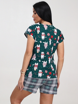 Женская пижама с шортами КК-39 / Котики