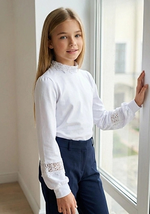 Детская блузка "Алиса" длинный рукав / В ассортименте