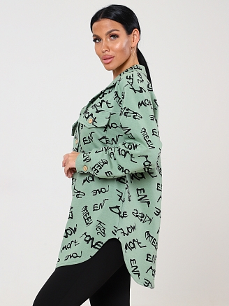 Женский жакет ЖФ-51 / Оливка, черные надписи