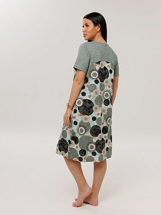 Женский халат Х-166(К) / Серо-зеленый (круги)