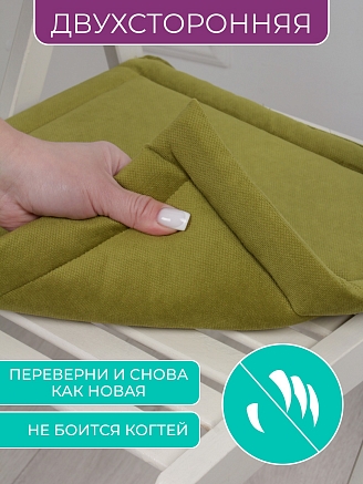 Комплект квадратных подушек на стул с завязками (4 шт.) арт. PKK / Оливковый