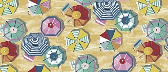 Вафельное полотно набивное / Зонтики 1