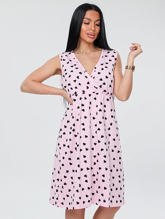 Женская сорочка для беременных Сор-80(К) / Розовый (сердечки)