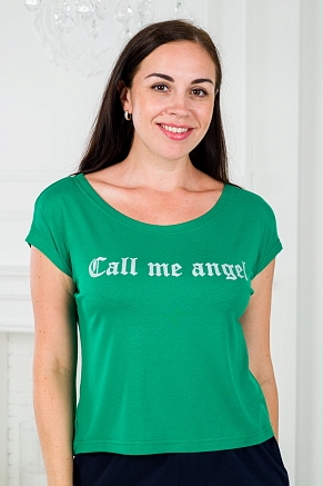 Футболка женская Лирика Call me angel / зеленый