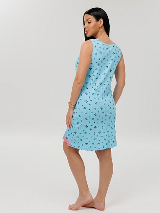 Женская сорочка Сор-110(Каш) / Бирюзовый (цветы)