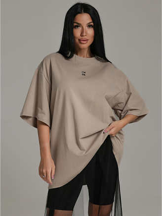 Женская футболка Город / Бежевый