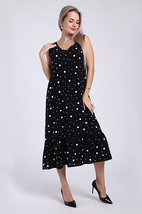 Женский сарафан 725 / Черный горох
