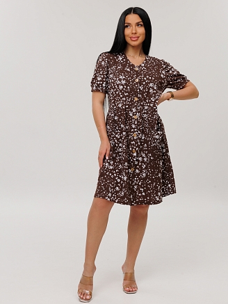 Женский халат Х-153(К) / Коричневый (цветы)