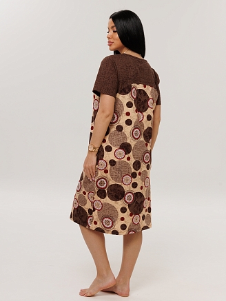 Женский халат Х-166(К) / Коричневый (круги)