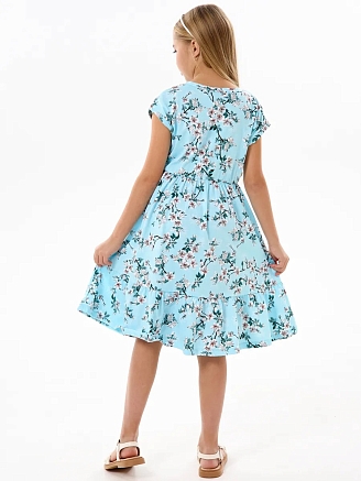 Детское платье "Ласточка" / Цветущий сад на голубом