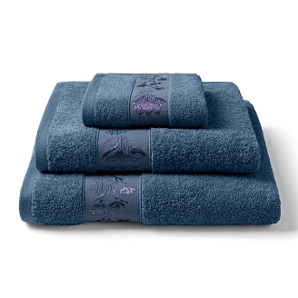 Полотенце махровое "Хорошо Дома" Магнолия / Темно-лазурный