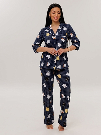 Женский костюм К-132(К) / Синий (кошки)