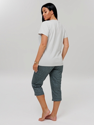 Женская пижама П-33(К) / Серо-зеленый (цветок)