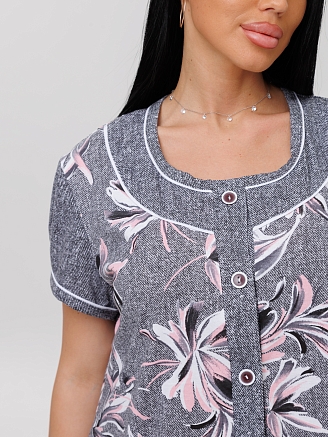 Женский халат Х-48(К) / Графит (цветы)