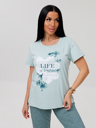 Женская пижама П-33(К) / Серо-зеленый (надписи)