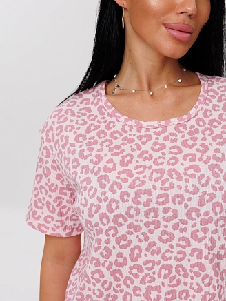 Женская пижама П-60(Каш) / Розовый (леопард)
