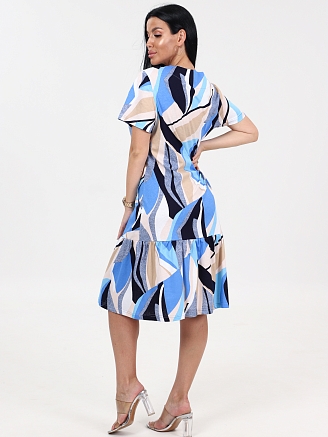 Женское платье АЛЕНА ПлК-2582 / Бежево-голубой лепесток