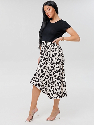 Женское платье Пл-88(Шт/вис) / Молочный (леопард)