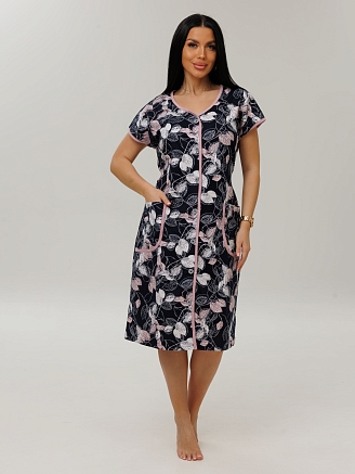 Женский халат Х-97(К) / Розовый (листья)