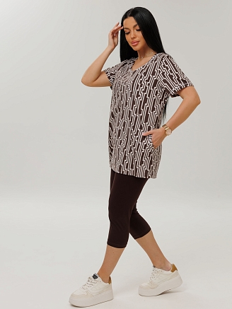 Женский костюм К-230(К+Л) / Коричневый (геометрия)