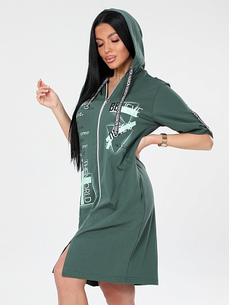 Женский халат Х-34(И) / Зеленый (надписи)