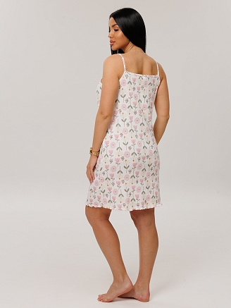 Женская сорочка Сор-96(Каш) / Молочный (розовые цветы)