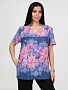 Женская туника БЛЮЗ ТК-72-ФУТ / Цветы на джинсе, кружево
