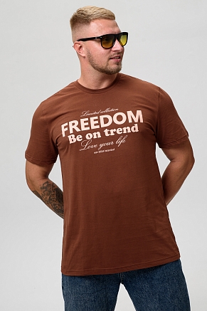 Мужская футболка 8503/1 / коричневый+Свобода