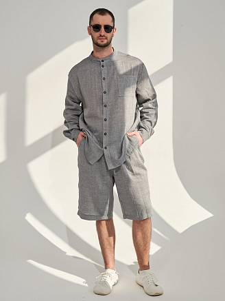 Мужской костюм "Эко-Муслин"(шорты) 2469-Мус / Джинс