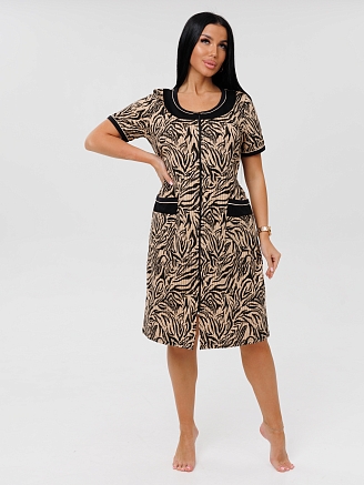 Женский халат Х-165(К) / Коричневый (узор)