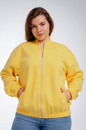 Женский бомбер из коттон фита / Жёлтый