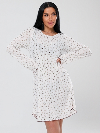 Женская сорочка Сор-109(Риб) / Белый (шоколадные сердечки)