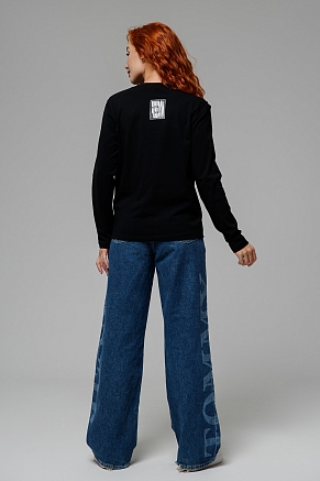 Женский лонгслив 8513 / черный+freedom