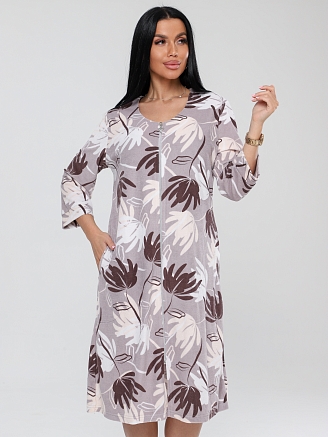 Женский халат Х-80(М) / Какао (цветы)