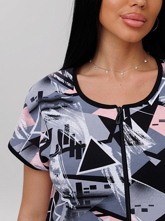 Женский халат Х-154(К) / Серый (геометрия)