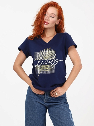 Женская футболка Колеус / чернильный