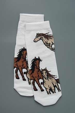 Женские носки стандарт Лошадки (набор 3 пары) / белый, бежевый