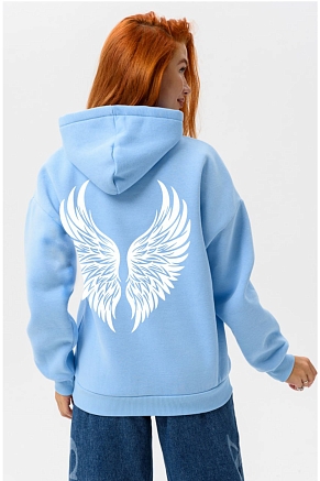 Женская толстовка 8578 оверсайз / голубой+ангел