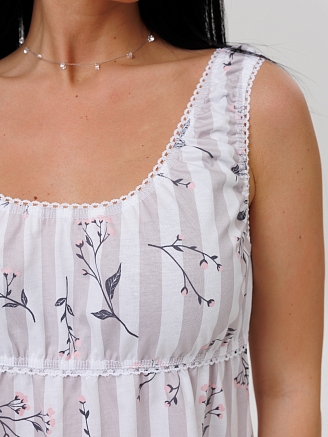 Женская сорочка Сор-113(К) / Серый (цветы)