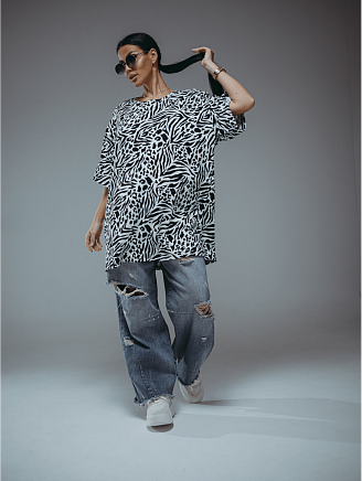 Женская футболка Энимал / Зебра белая