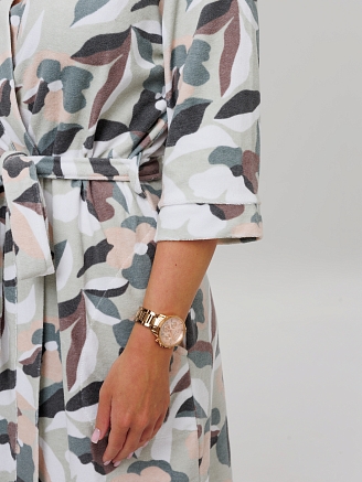 Женский халат Х-112(М) / Серо-зеленый (листья)