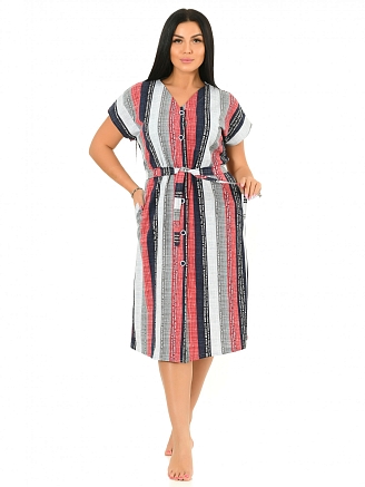 Женский халат М-120 / полоса красный