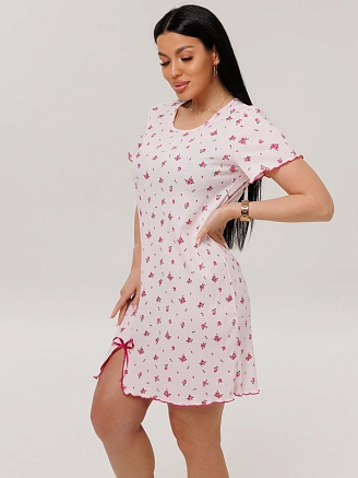 Женская сорочка Сор-106(Каш) / Светло-розовый (мелкие цветы)