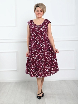 Женское платье П-8 / Листья бордо