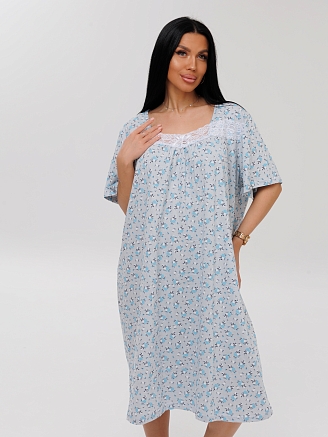 Женская сорочка Сор-38(К) / Серый (цветы)