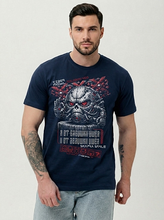 Мужская футболка 8592 / т.синий+кибер колобок