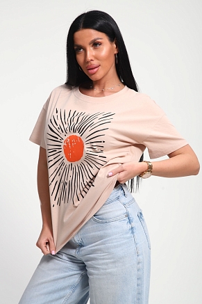 Женская футболка 85658 / бежевый