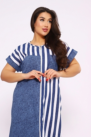 Женский халат Полоска 521 / Синий