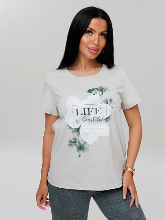 Женская пижама П-33(К) / Серо-зеленый (цветок)